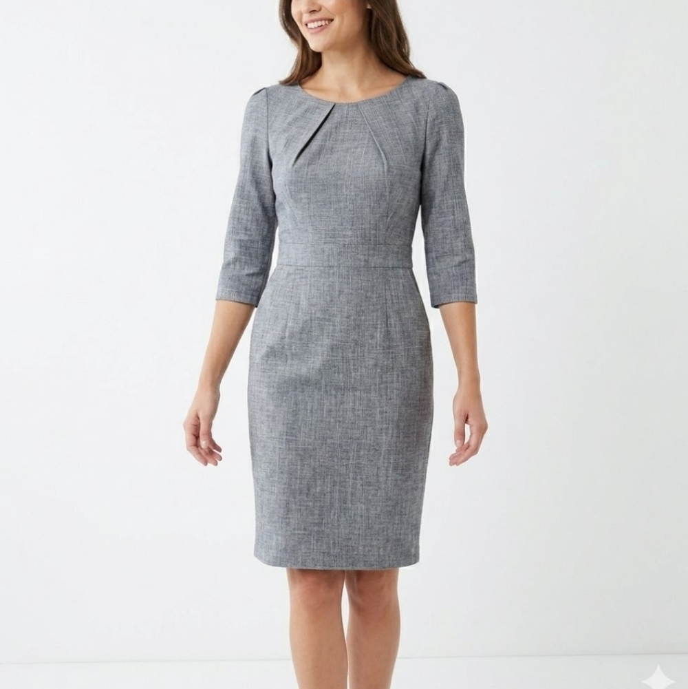 Dioni Gray Linen Blend Sheath Dress Size Small With Pockets